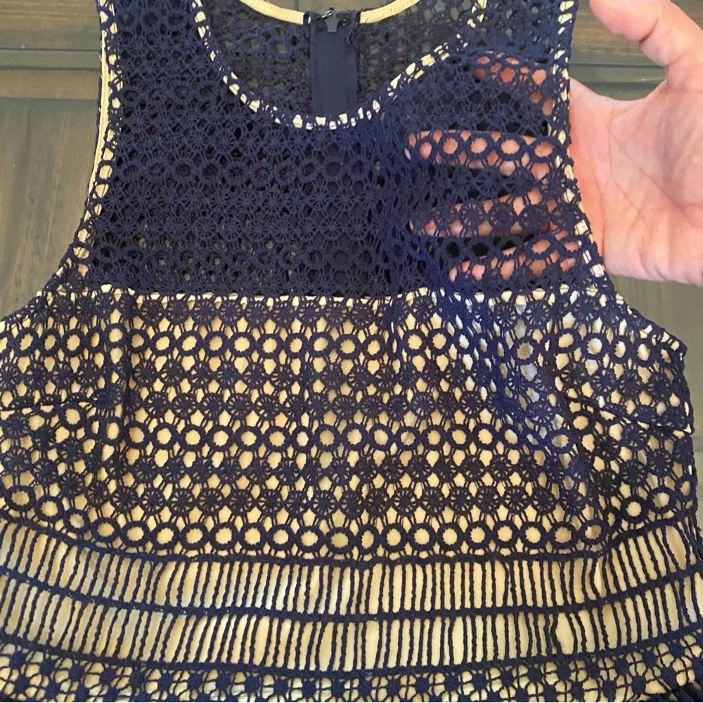 Francesca’s Navy Ivory Macrame Lace Dress size S - Picture 11 of 15